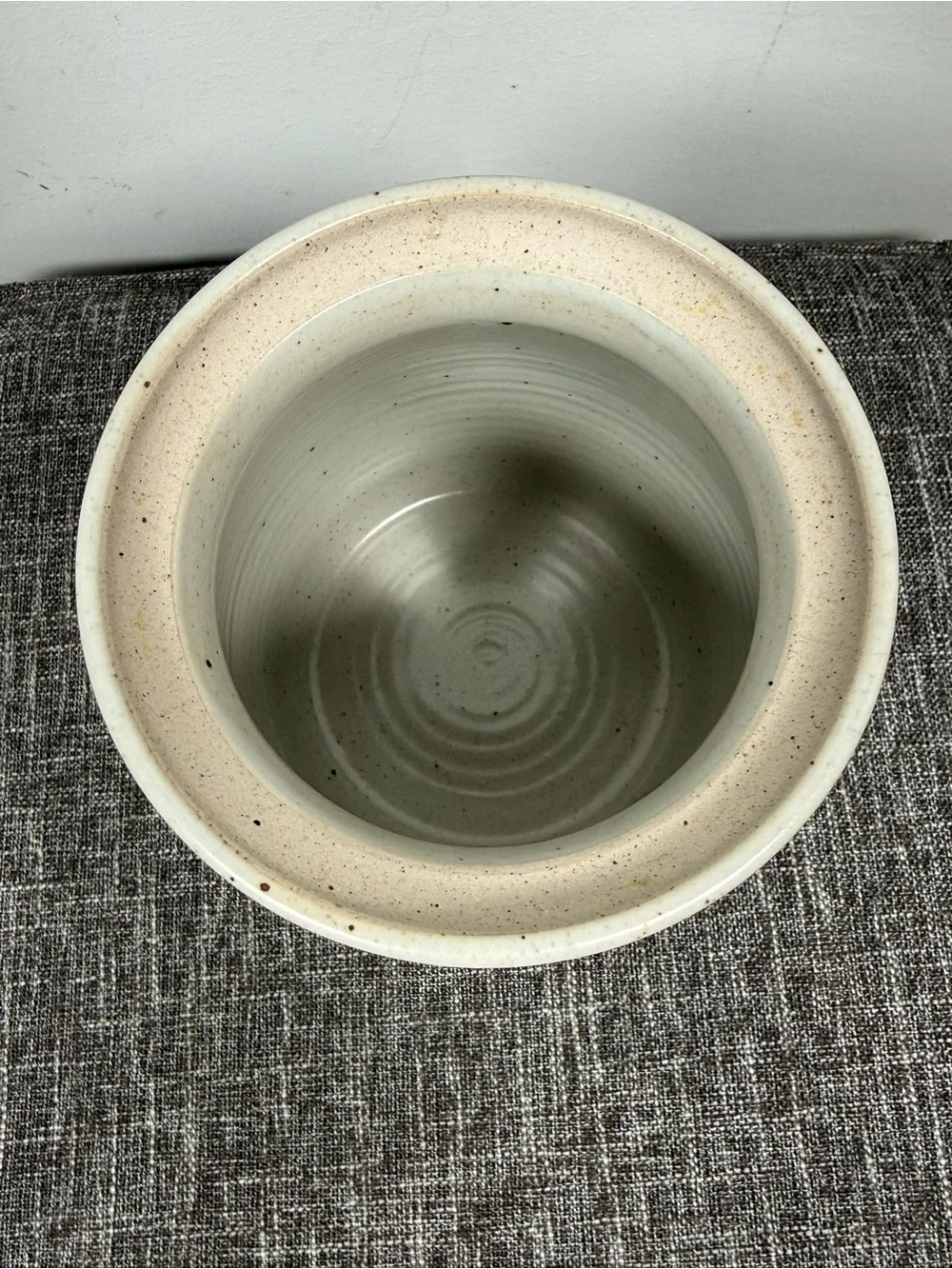 Royce Yoder Pottery Signed Studio Art Stoneware Vase Crock Purple Plum Cream
